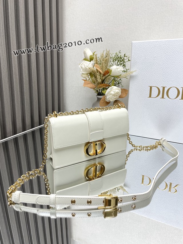 Dior专柜新款迪奥高仿原单蒙田30全皮白色链条款小号肩背斜挎包 djfk1264